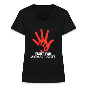 Kampf für Tierrechte Vegan - Frauen-T-Shirt mit V-Ausschnitt - Schwarz - Vorne - Lela (165cm)