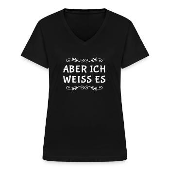 ich bin schlau - Frauen-T-Shirt mit V-Ausschnitt - Schwarz - Vorne - Lela (165cm)
