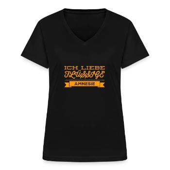 vergessen geht immer - Frauen-T-Shirt mit V-Ausschnitt - Schwarz - Vorne - Lela (165cm)