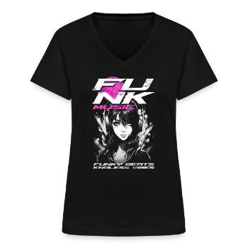 Funk Musik - Frauen-T-Shirt mit V-Ausschnitt - Schwarz - Vorne - Lela (165cm)