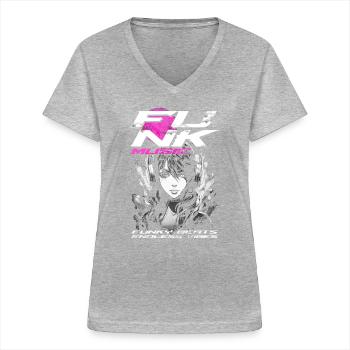 Funk Musik - Frauen-T-Shirt mit V-Ausschnitt - Grau meliert - Vorne - Lela (165cm)