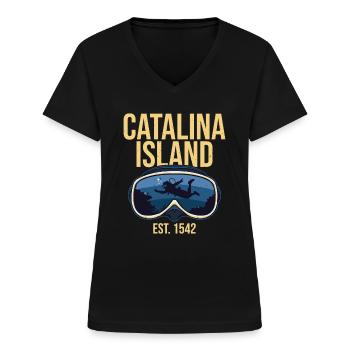 Catalina Island Birthday Crew - Women's V-neck T-shirt - black - Front - Lela (165cm)