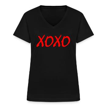 Xoxo - T-shirt col V Femme - noir - Devant - Lela (165cm)