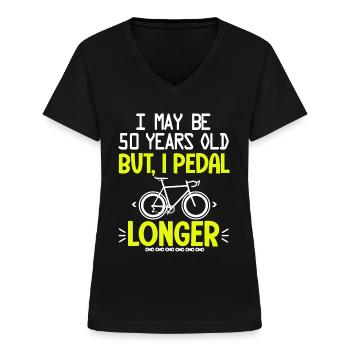 50 Jahre Jubiläum Radfahren 50 Jahre - Frauen-T-Shirt mit V-Ausschnitt - Schwarz - Vorne - Lela (165cm)