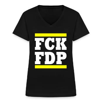 Fck fdp - Frauen-T-Shirt mit V-Ausschnitt - Schwarz - Vorne - Lela (165cm)