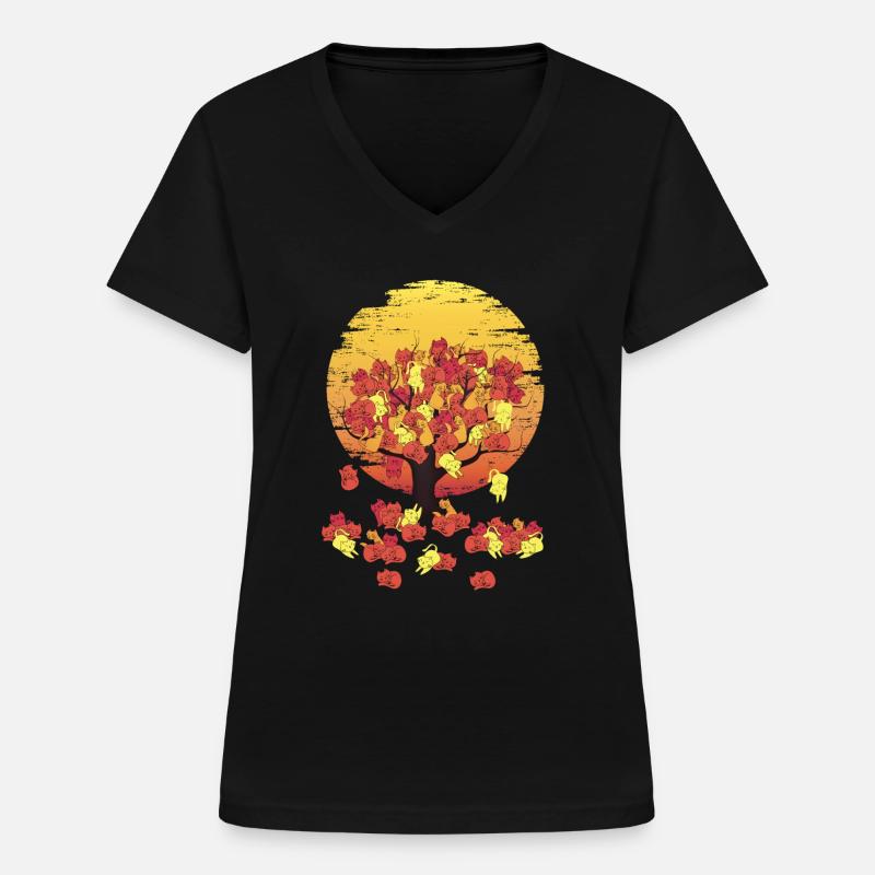 Cat Tree - Women's V-neck T-shirt - black