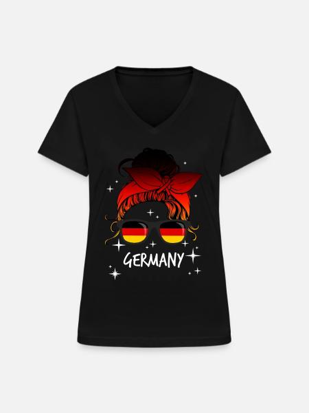 Deutschland - Frauen-T-Shirt mit V-Ausschnitt - Schwarz