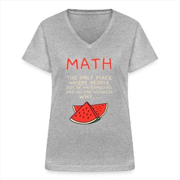 Math - Frauen-T-Shirt mit V-Ausschnitt - Grau meliert - Vorne - Lela (165cm)