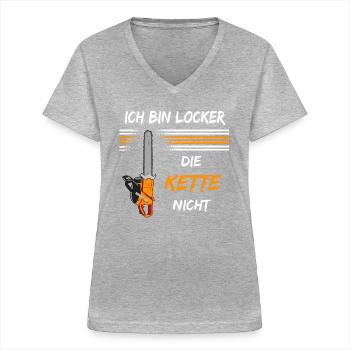 Landschaftsgärtner Motorsäge Gärtnerei Gärtner - Frauen-T-Shirt mit V-Ausschnitt - Grau meliert - Vorne - Lela (165cm)