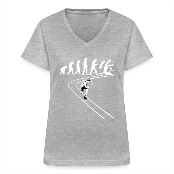 Patiner roller en ligne patineur en ligne - T-shirt col V Femme - gris chiné - Devant - Lela (165cm)