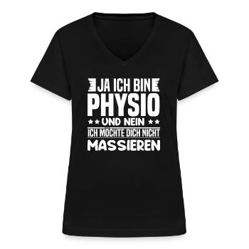 Physio Masseur Shirt Geschenke für Herren Damen - Frauen-T-Shirt mit V-Ausschnitt - Schwarz - Vorne - Lela (165cm)