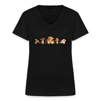 Mushrooms mushroom picker Mushroom grower - Women's V-neck T-shirt - black - Front - Lela (165cm)