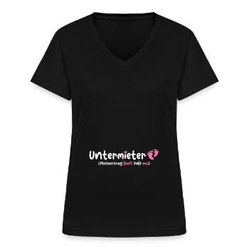 Schwanger Untermieter Babybauch Schwangerschaft - Frauen-T-Shirt mit V-Ausschnitt - Schwarz - Vorne - Lela (165cm)