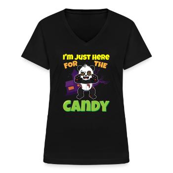 I'm Just Here For The Candy Scary Halloween Beast - Frauen-T-Shirt mit V-Ausschnitt - Schwarz - Vorne - Lela (165cm)