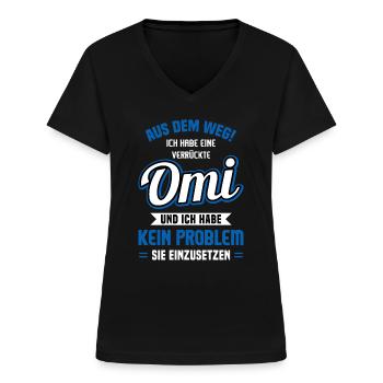 Oma Großmutter Omi Enkelkind Enkel Ich Werde Oma - Frauen-T-Shirt mit V-Ausschnitt - Schwarz - Vorne - Lela (165cm)