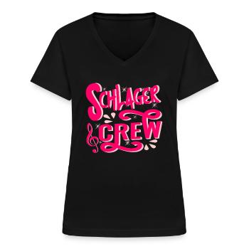 Schlager Crew Kostüm Schlagerparty Outfit - Frauen-T-Shirt mit V-Ausschnitt - Schwarz - Vorne - Lela (165cm)