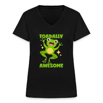 Tolle Kröte - Frauen-T-Shirt mit V-Ausschnitt - Schwarz - Vorne - Lela (165cm)