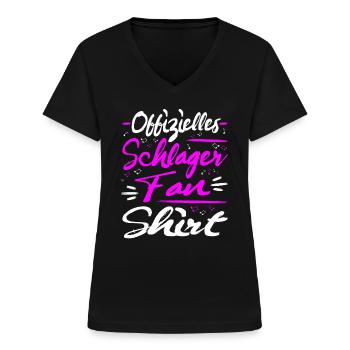 Offizielles Schlager Fan Shirt Schlagermusik - Frauen-T-Shirt mit V-Ausschnitt - Schwarz - Vorne - Lela (165cm)