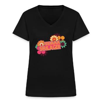 Team Schlager Schlagermusik Schlagerparty - Frauen-T-Shirt mit V-Ausschnitt - Schwarz - Vorne - Lela (165cm)