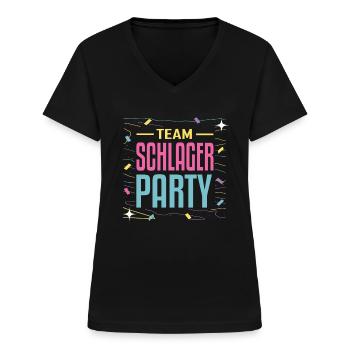 Team Schlager Party Schlagermusik Schlagerparty - Frauen-T-Shirt mit V-Ausschnitt - Schwarz - Vorne - Lela (165cm)
