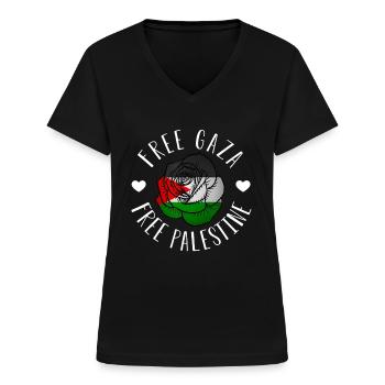 Palestina - Frauen-T-Shirt mit V-Ausschnitt - Schwarz - Vorne - Lela (165cm)