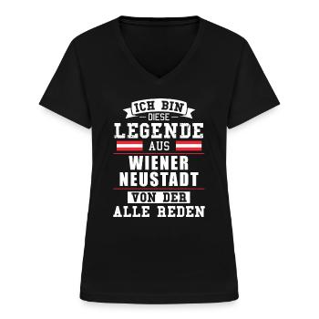 Stadt Wiener Neustadt Österreich Legende Spruch - Frauen-T-Shirt mit V-Ausschnitt - Schwarz - Vorne - Lela (165cm)