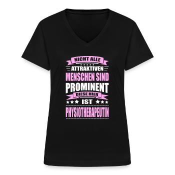 Physiotherapeutin Spruch Physiotherapie Physio - Frauen-T-Shirt mit V-Ausschnitt - Schwarz - Vorne - Lela (165cm)