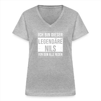 I'm this legendary for Nils - Women's V-neck T-shirt - sports grey - Front - Lela (165cm)