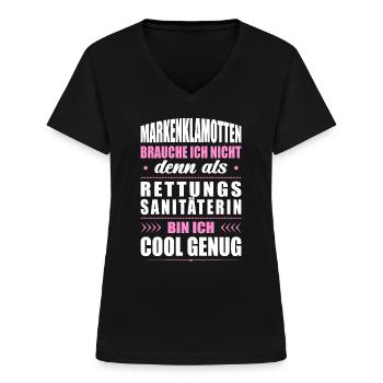 Markenklamotten Ich Nicht Rettungssanitäterin Sani - Frauen-T-Shirt mit V-Ausschnitt - Schwarz - Vorne - Lela (165cm)