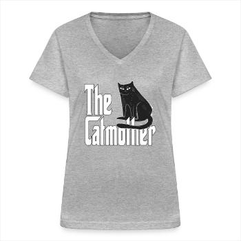 Cat Mom The Catmother Crazy Cat Mother Kitty Mommy - Women's V-neck T-shirt - sports grey - Front - Lela (165cm)