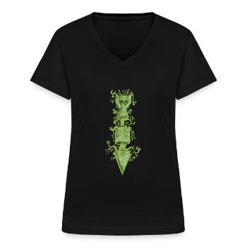 Le règne de la nature - T-shirt col V Femme - noir - Devant - Lela (165cm)