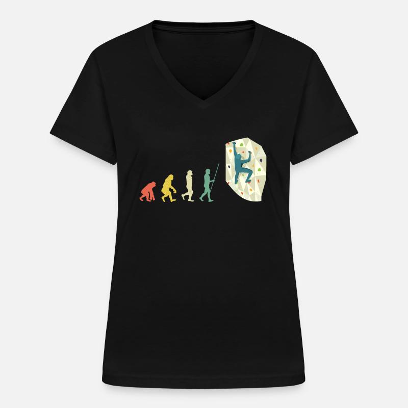 Boulderer Bouldering Evolution Cadeau - T-shirt col V Femme - noir