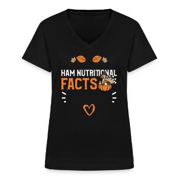 Valeurs nutritives du jambon - T-shirt col V Femme - noir - Devant - Lela (165cm)
