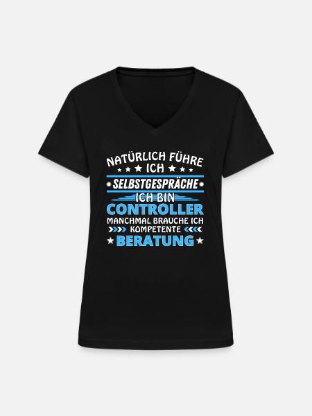 Ich führe Selbstgespräche - Controller Edition - Frauen-T-Shirt mit V-Ausschnitt - Schwarz