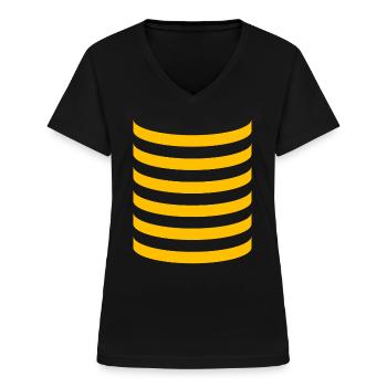 Karneval Fasching Biene Kostüm Damen Herren Kinder - Frauen-T-Shirt mit V-Ausschnitt - Schwarz - Vorne - Lela (165cm)