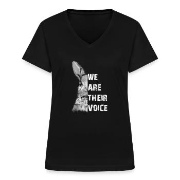 Hasen We are their Voice Kaninchen Tierschutz - Frauen-T-Shirt mit V-Ausschnitt - Schwarz - Vorne - Lela (165cm)