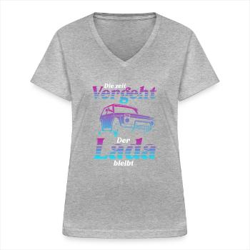Cadeau tout-terrain Lada Niva SUV - T-shirt col V Femme - gris chiné - Devant - Lela (165cm)