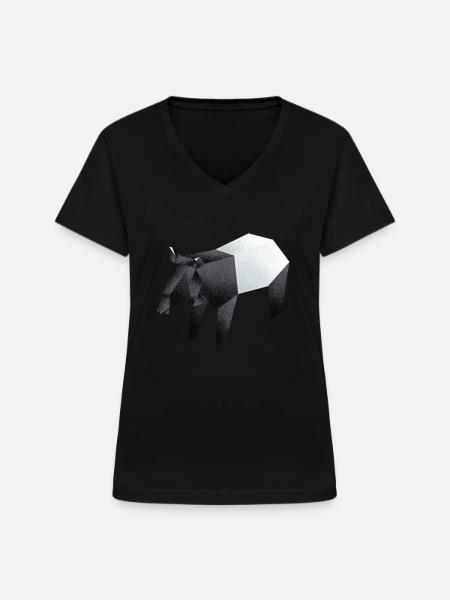 Tapir - Frauen-T-Shirt mit V-Ausschnitt - Schwarz