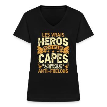 Exterminateur De Frelons Cadeau Humour - T-shirt col V Femme - noir - Devant - Lela (165cm)
