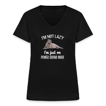 Kapivar - T-shirt med V-hals til damer - sort - Foran - Lela (165cm)