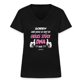 so sieht ein geiles Stück DNA aus Geschenk - Frauen-T-Shirt mit V-Ausschnitt - Schwarz - Vorne - Lela (165cm)
