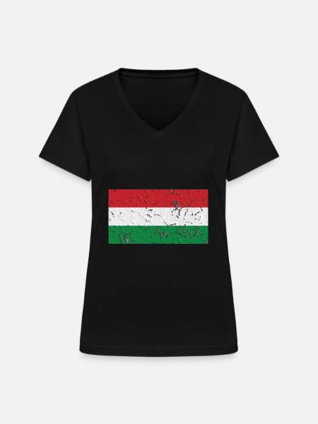 Ungarn - Frauen-T-Shirt mit V-Ausschnitt - Schwarz