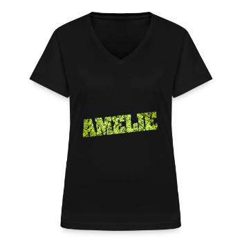 Amélie - T-shirt col V Femme - noir - Devant - Lela (165cm)