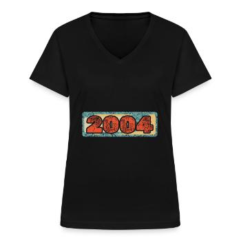 2004 - Frauen-T-Shirt mit V-Ausschnitt - Schwarz - Vorne - Lela (165cm)