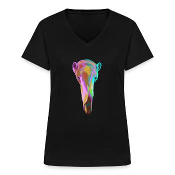 Splash Anteater - Women's V-neck T-shirt - black - Front - Lela (165cm)