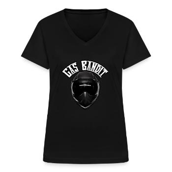 Gas Bandit Logo 2 - Frauen-T-Shirt mit V-Ausschnitt - Schwarz - Vorne - Lela (165cm)