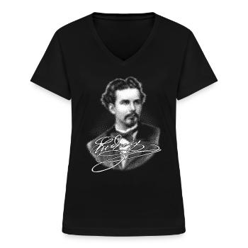 Da Kini - weiße Edition - Frauen-T-Shirt mit V-Ausschnitt - Schwarz - Vorne - Lela (165cm)
