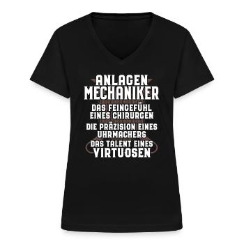 Anlagenmechaniker/Anlagen/Virtuose/Geschenk - Frauen-T-Shirt mit V-Ausschnitt - Schwarz - Vorne - Lela (165cm)