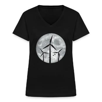 Éolienne - T-shirt col V Femme - noir - Devant - Lela (165cm)