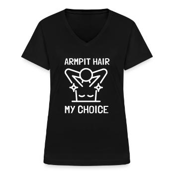 Féministe Anti Rasage Corps Velu - T-shirt col V Femme - noir - Devant - Lela (165cm)